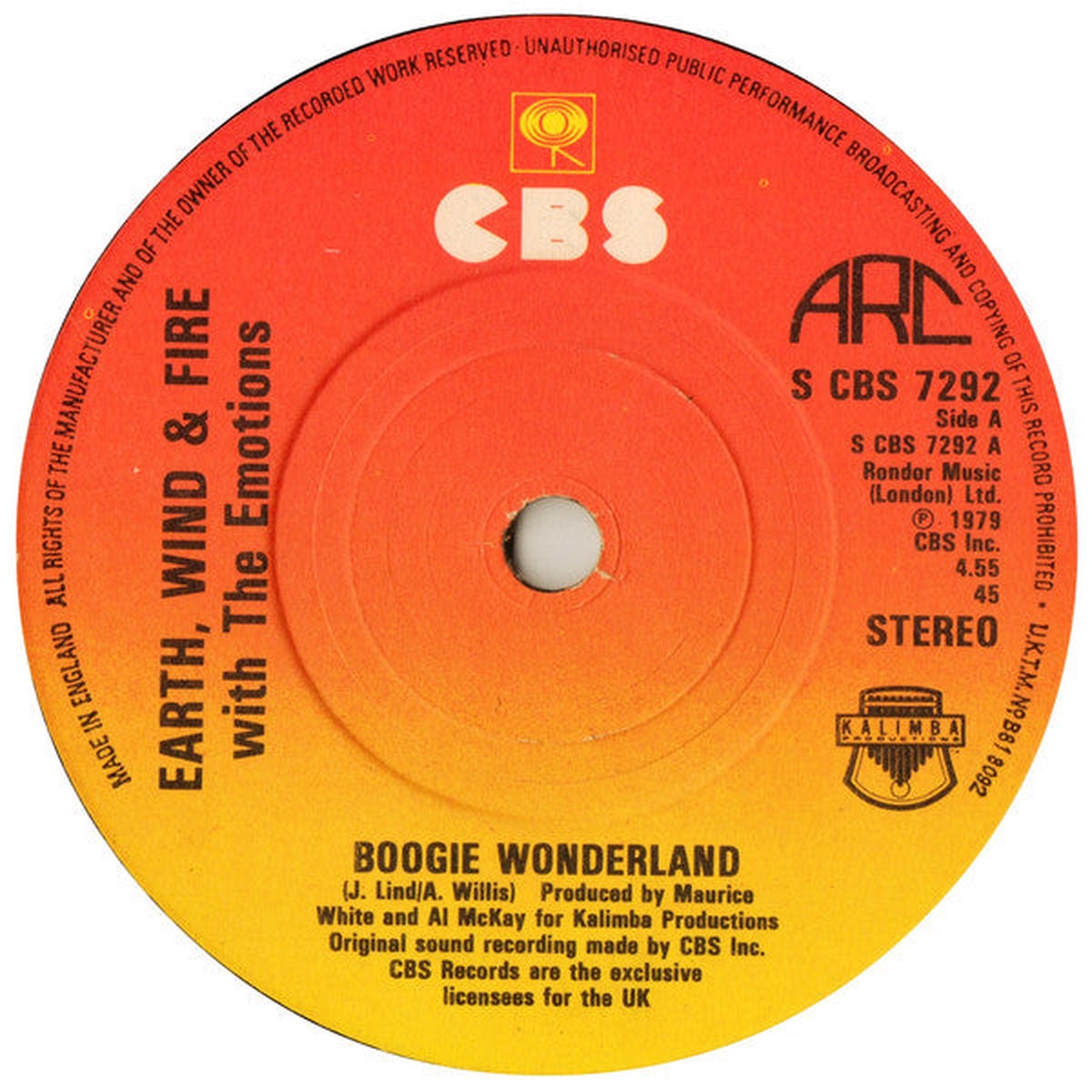 Earth Wind Fire With The Emotions - Boogie Wonderland (7) (Very Good (VG))