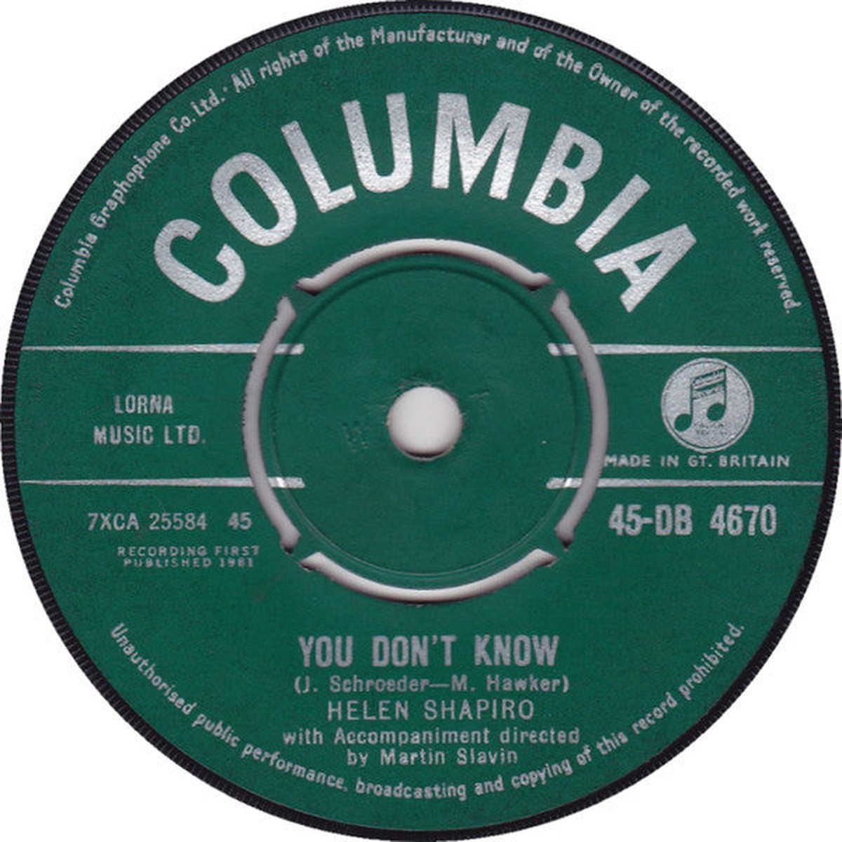 Helen Shapiro - You Dont Know (7) (Good Plus (G))