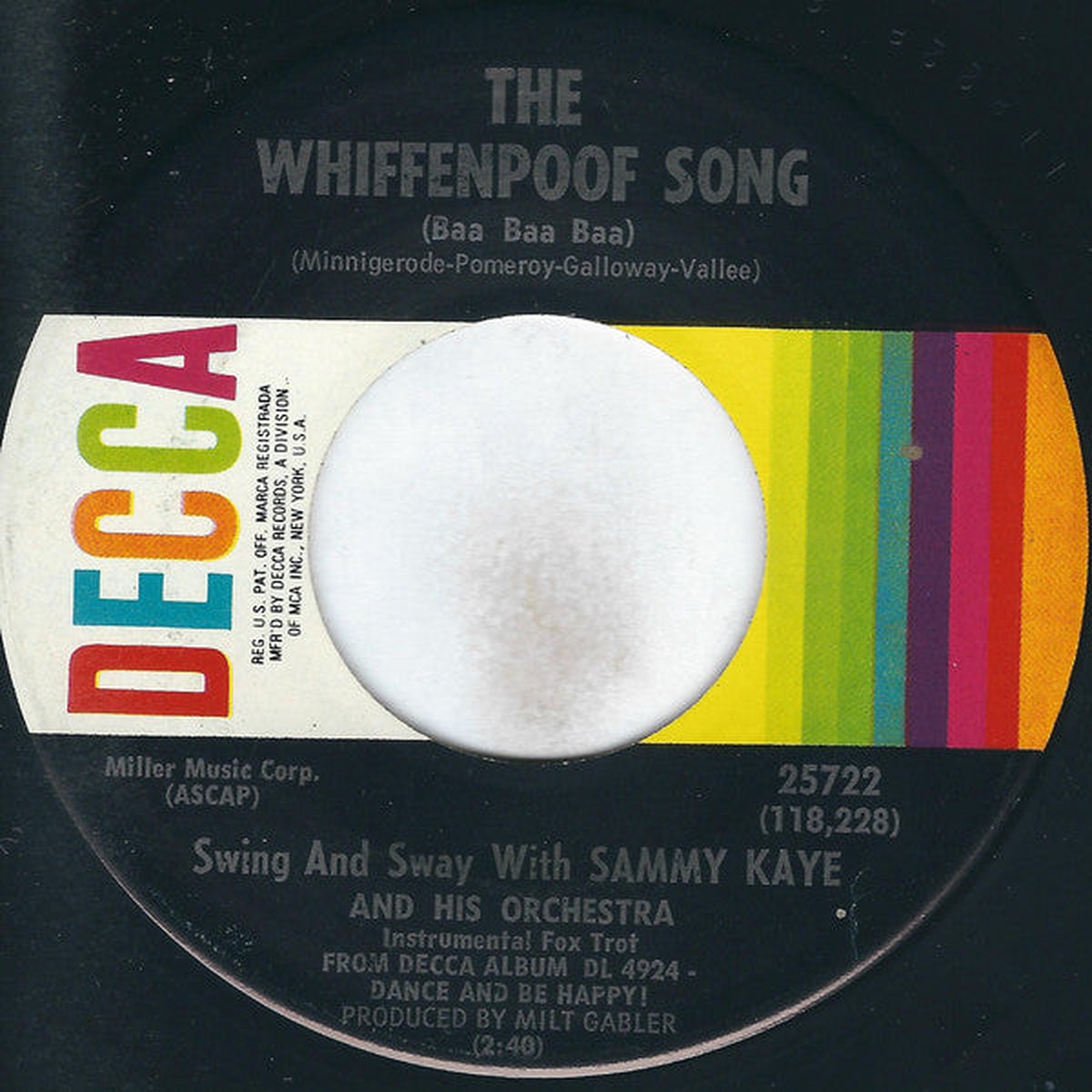 Sammy Kaye And His Orchestra - The Whiffenpoof Song (Baa Baa Baa) (7) (Very Good Plus (VG))
