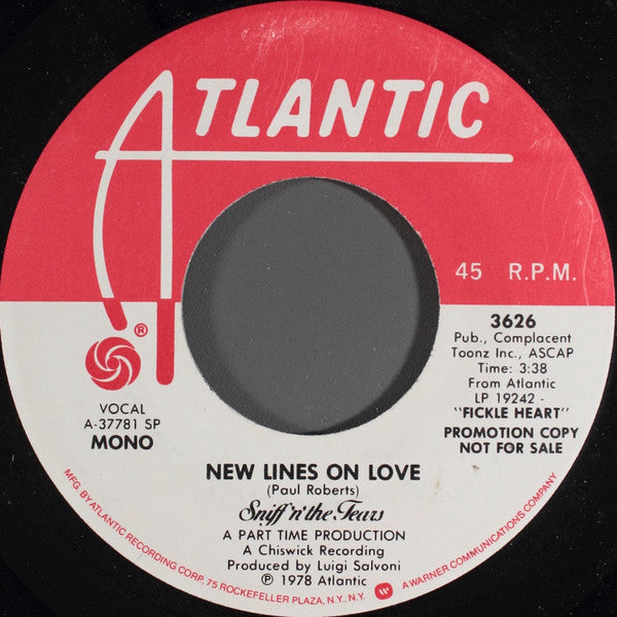 Sniff n the Tears - New Lines On Love (7) (Near Mint (NM or M-))