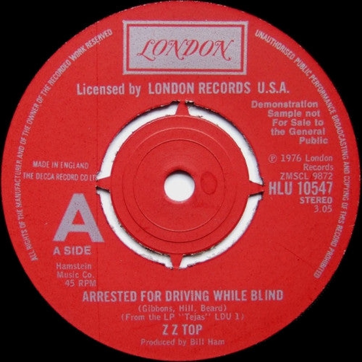 ZZ Top - Arrested For Driving While Blind (7) (Very Good Plus (VG))